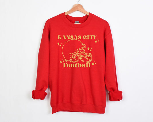 *DTF* Kansas City Football Retro Red Sweatshirt {Ships in 7-14 Bus. Days}