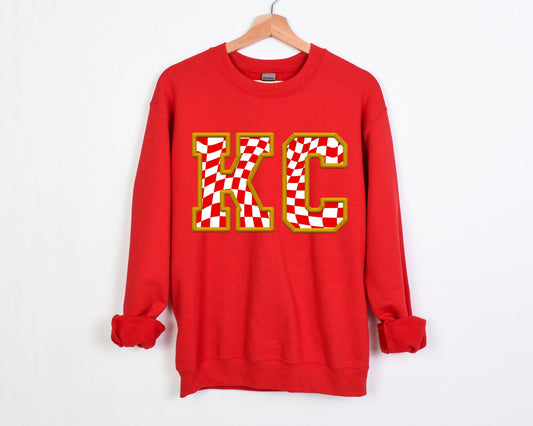 *DTF* KC Gold Patch Red Sweatshirt {Ships in 7-14 Bus. Days}