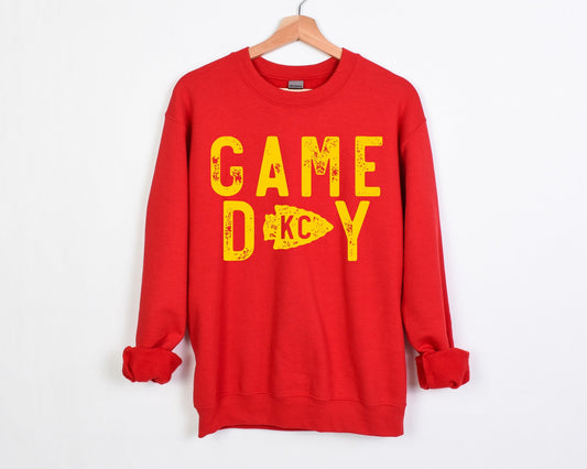*DTF* Game Day Chiefs Yellow Red Sweatshirt {Ships in 7-14 Bus. Days}