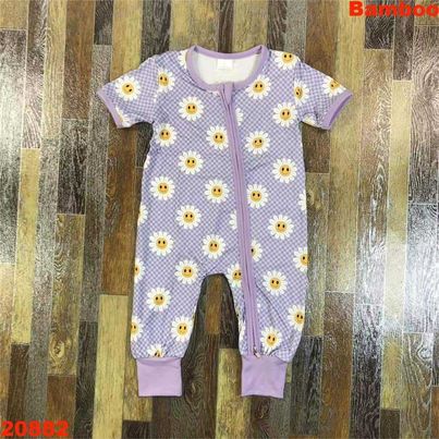 Smiley Face Daisies Zip Up Romper ♡ Ships in Approx 3-4 weeks {Custom Made}