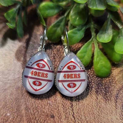 49ers Football Teardrop French Lever Earrings