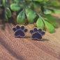 Purple Sparkle Marble Paw Prints | Stud Earrings