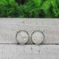 White with Silver Foil Flakes Dome Stud Earrings