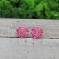 Metallic Pink Rose Stud Earrings