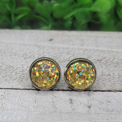 Gold Confetti Dome Stud Earrings