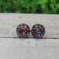 Red, Silver and Blue Confetti Dome Stud Earrings