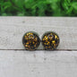 Black and Gold Confetti Dome Stud Earrings