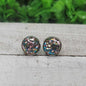 Pink, Silver, and Gold Confetti Dome Stud Earrings