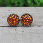 Orange Confetti Dome Stud Earrings