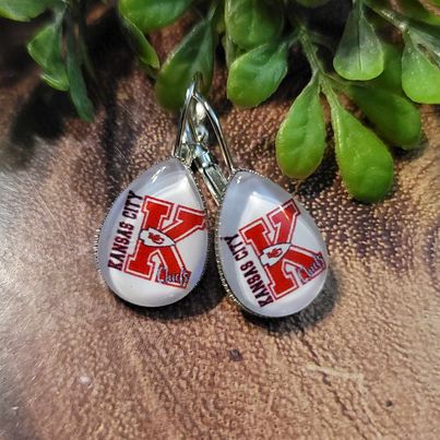 Kansas City Football Teardrop French Lever Earrings