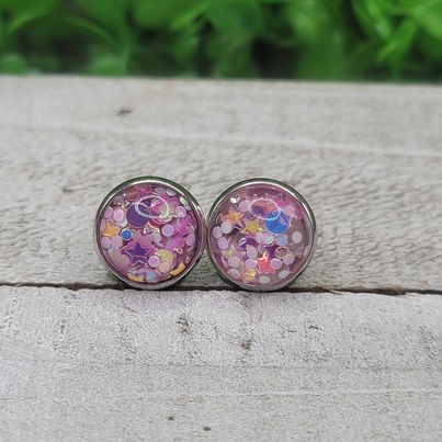 Star Confetti Dome Stud Earrings