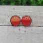 Orange and Red Split Shimmer Dome Stud Earrings