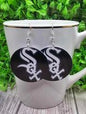 White Sox Baseball Circle Dangle Earrings