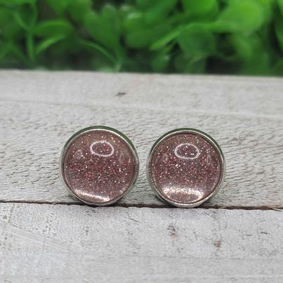 Rose Gold Shimmer Dome Stud Earrings