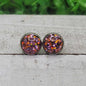 Purple, Orange and Black Confetti Dome Stud Earrings