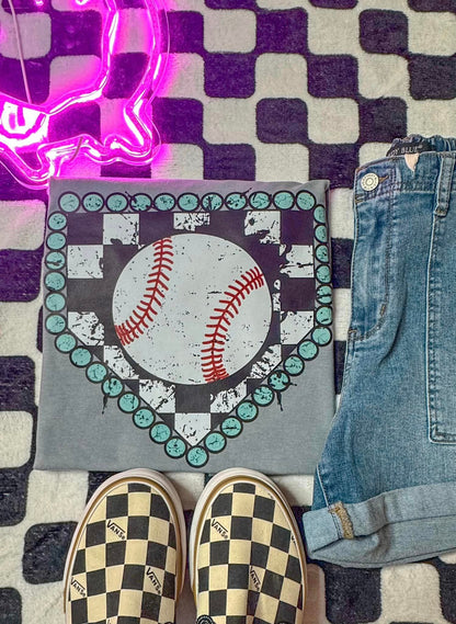 Turquoise Checkered Baseball