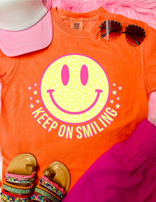 *DTF* Keep on Smiling Melon Comfort Color Tee