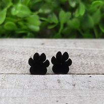 Black Paw Prints Stud Earrings