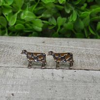 Brown Spotted Cows Stud Earrings