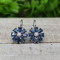 Beautiful Blue Flowers French Lever Earrings