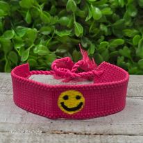 Hot Pink Smiley Face Guitar Tassel Bracelet