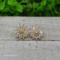 Beautiful Rhinestone Sunflower Stud Earrings