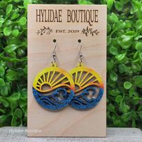 Sun & Ocean Waves Dangle Earrings