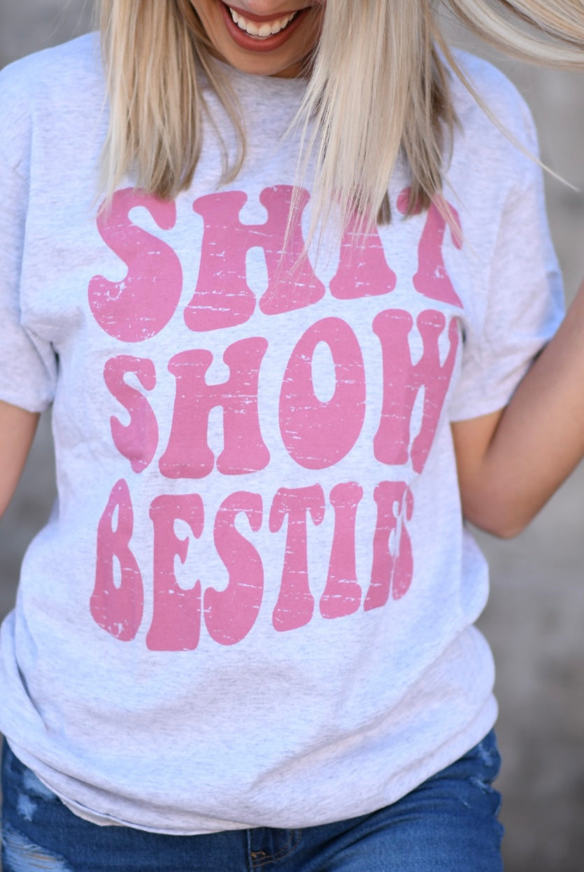 Shit Show Besties Tee White