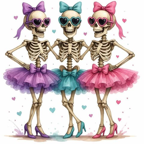 Skeletons in Tutus Stud Earrings
