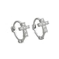 Rhinestone Cross Small Hoop Earrings
