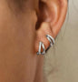 Rhinestone & Silver Small Hoop Earrings