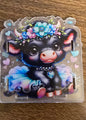Floral Crown Cow with Tutu Acrylic Holder
