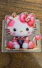 Pink & White Western Cat Cow Acrylic Holder