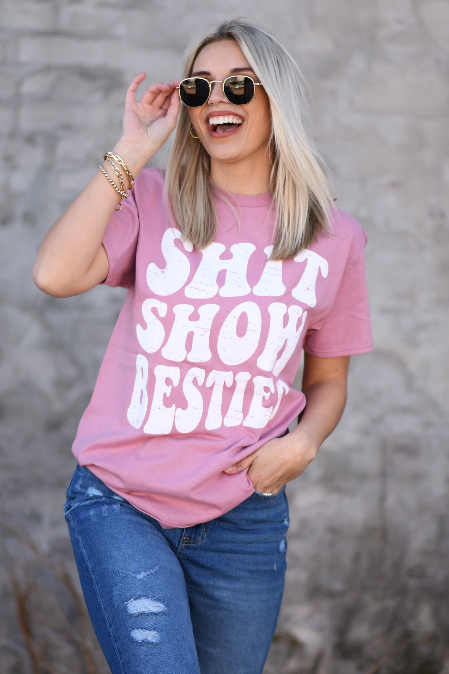 Shit Show Bestie Tee Mauve