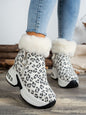 Side Zipper Leopard Platform Boots