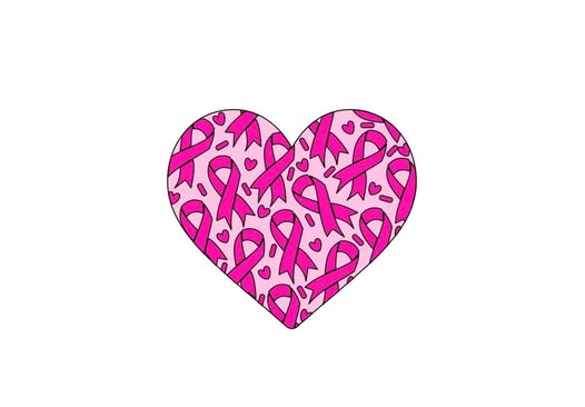Breast Cancer Awareness Ribbon Heart Glass Stud Earrings