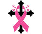 Cross & Pink Ribbon Breast Cancer Awareness Glass Stud Earrings