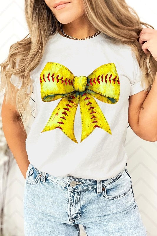 Retro Softball Bow Graphic Plus Tee