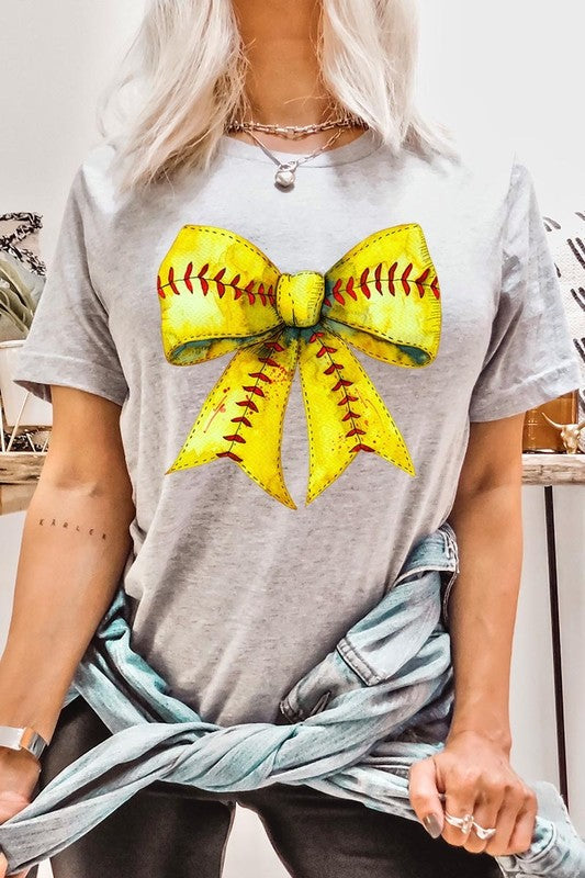 Retro Softball Bow Graphic Plus Tee