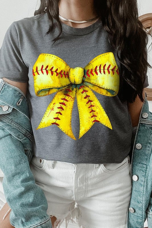 Retro Softball Bow Graphic Plus Tee