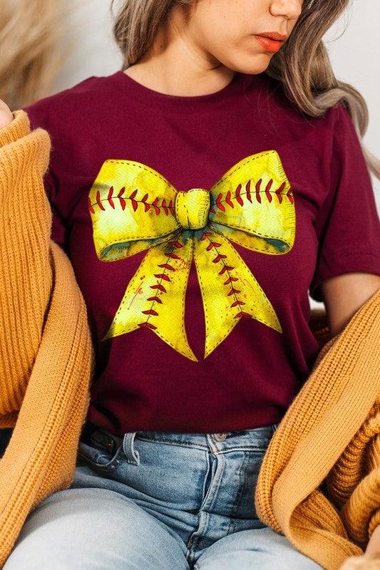 Retro Softball Bow Graphic Plus Tee