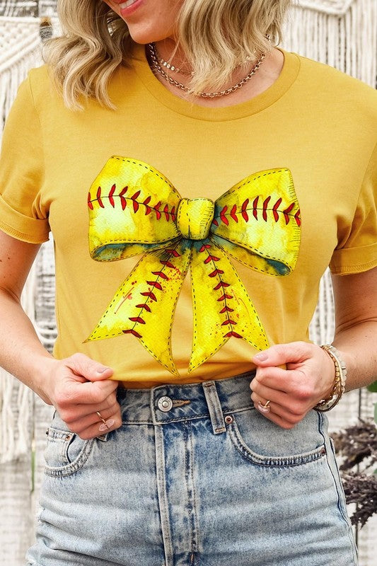 Retro Softball Bow Graphic Plus Tee