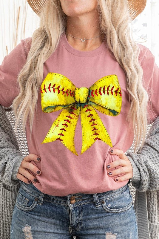 Retro Softball Bow Graphic Plus Tee