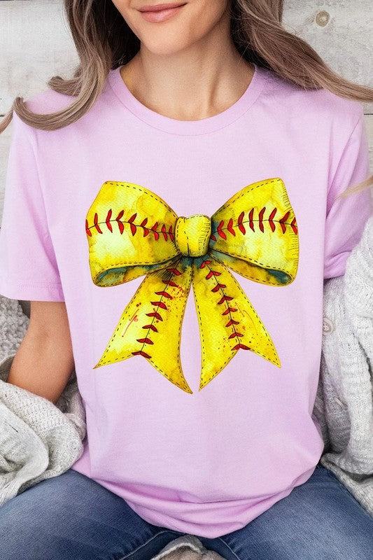 Retro Softball Bow Graphic Plus Tee