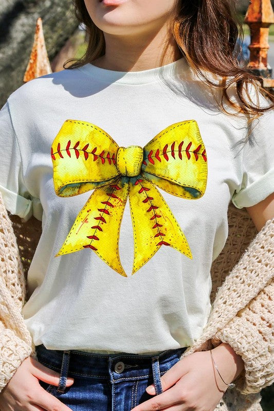 Retro Softball Bow Graphic Plus Tee