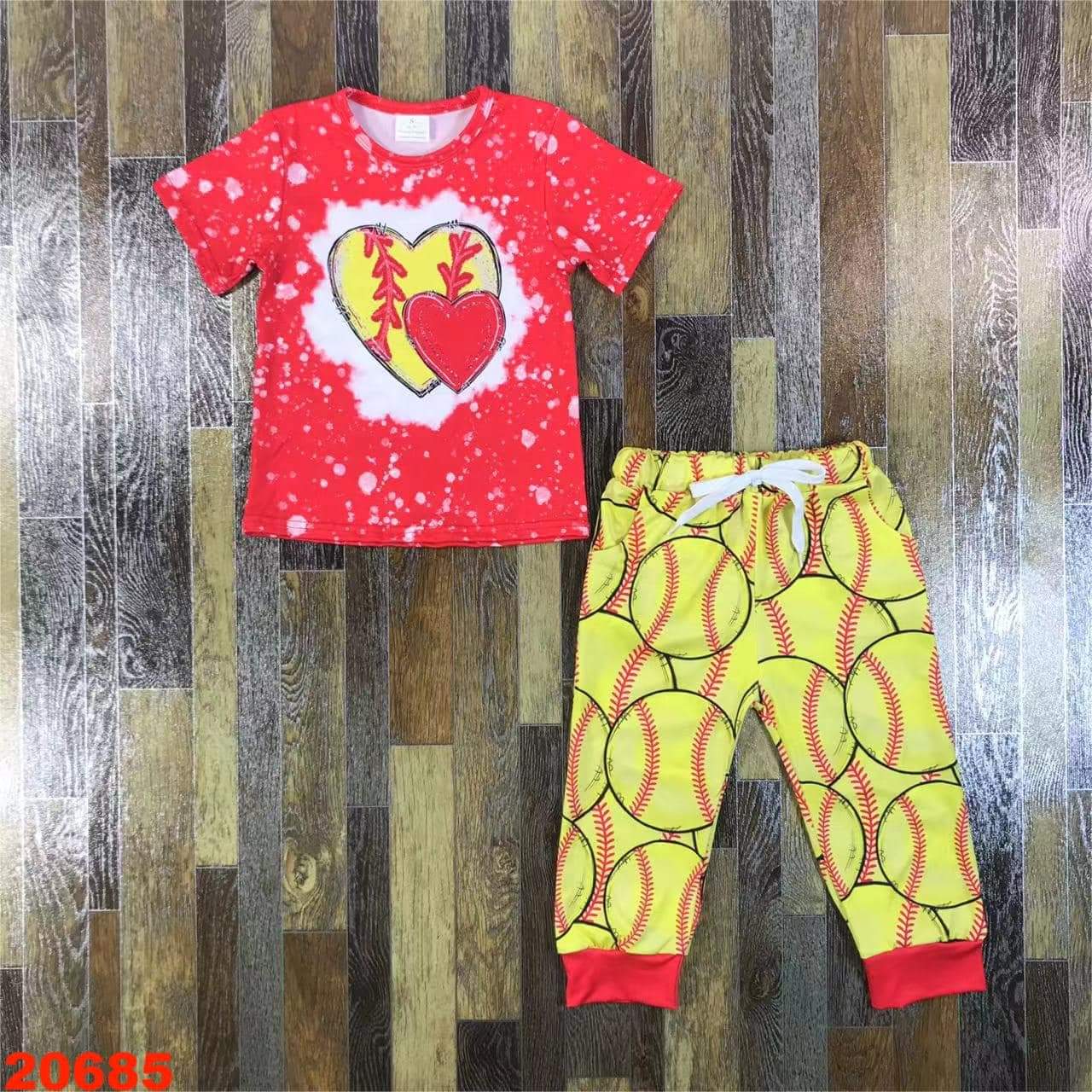 Softball Heart Youth Pant Set ♡ Ships in Approx 3-4 weeks {Custom Made}