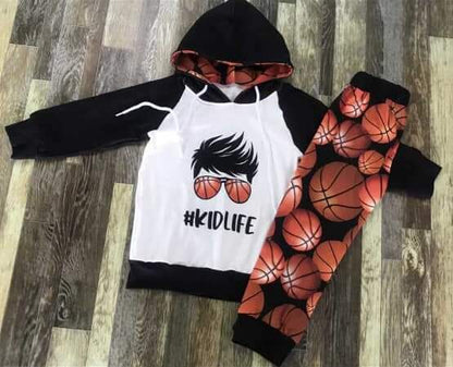 Basketball Kid Life - Boy Hooded Youth Pant Set ♡ Ships in Approx 3-4 weeks {Custom Made}