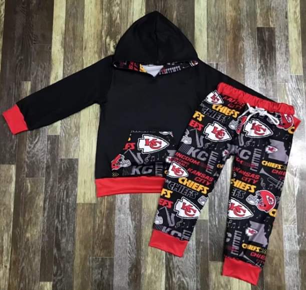 Kansas City - Black Hooded Youth Pant Set ♡ Ships in Approx 3-4 weeks {Custom Made}