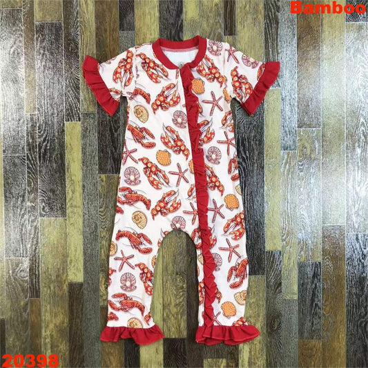 Lobsters & Clams Zip Up Romper ♡ Ships in Approx 3-4 weeks *Bamboo Fiber*{Custom Made}