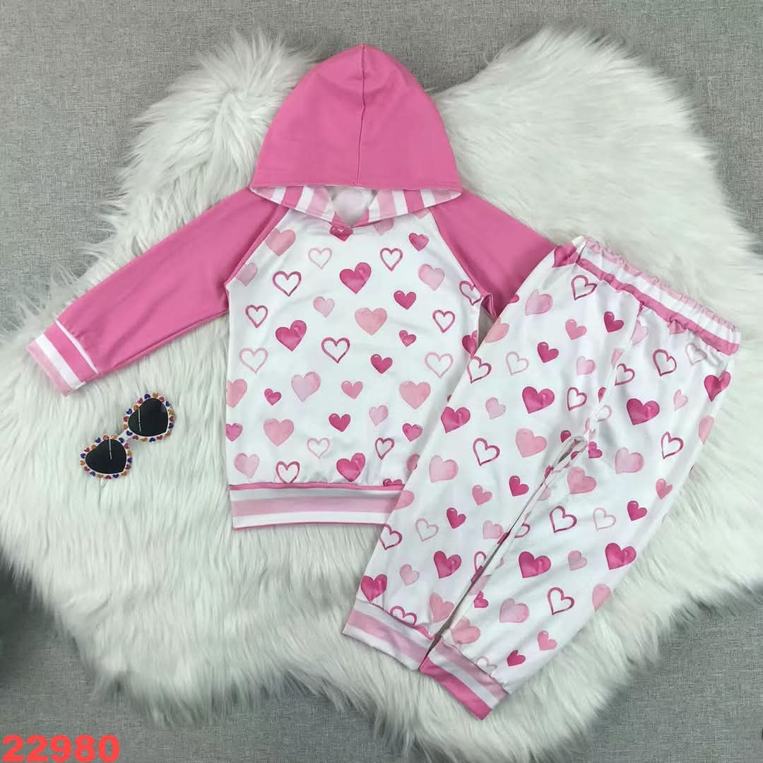 Hearts Valentine's Day Youth Hooded Jogger Pant Set ☆ PREORDER